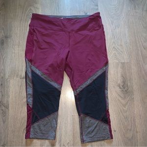 Avia Women's XXL Activewear Leggings Pocket Colourblock Wine/Black/Grey